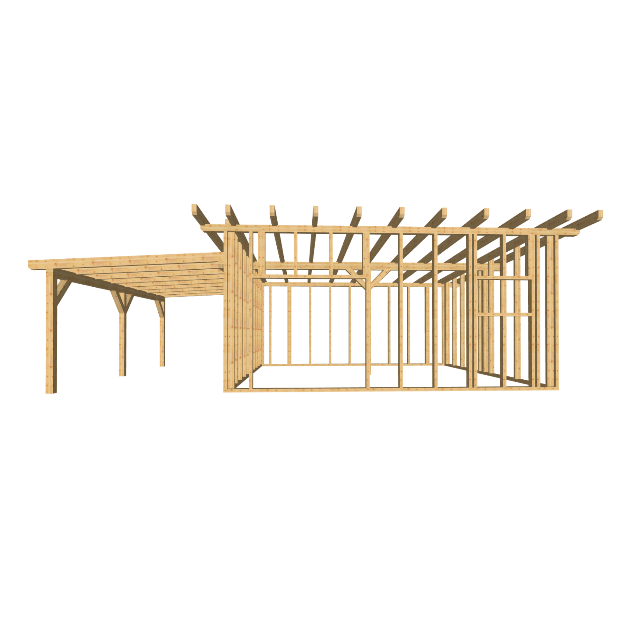 Bauplan Gartenhaus 19 3D-Frontansicht