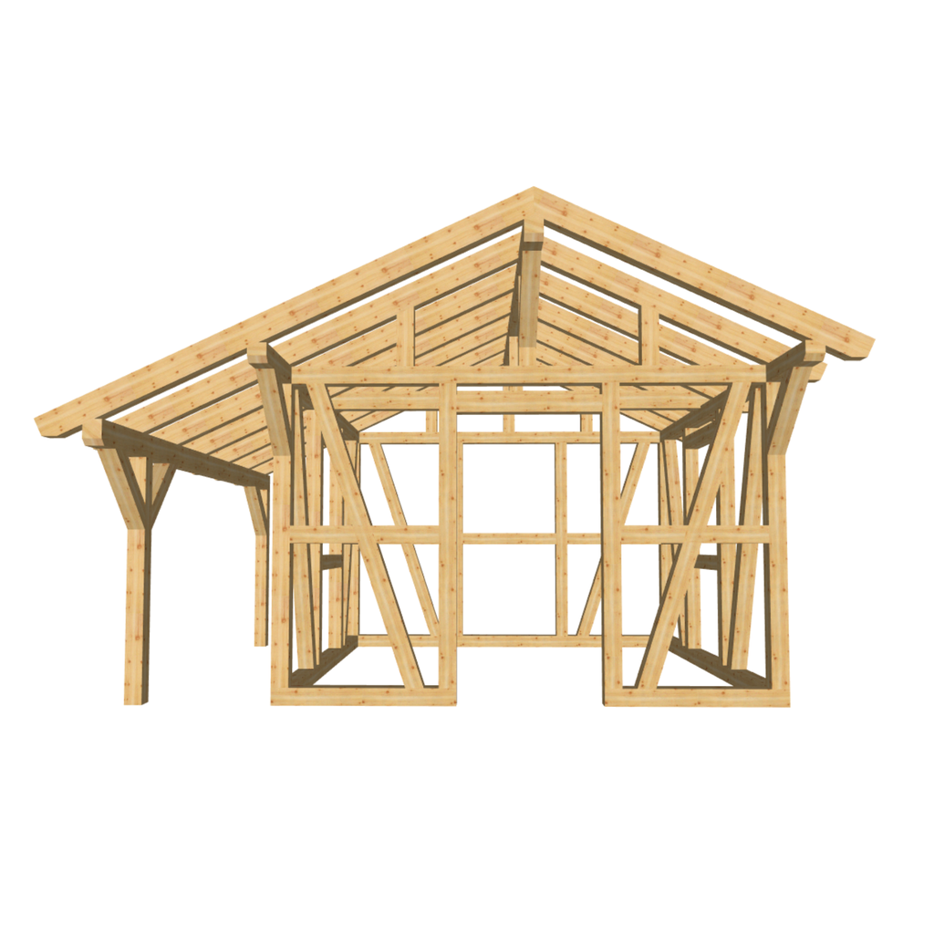 Bauplan Gartenhaus 1 3D-Frontansicht