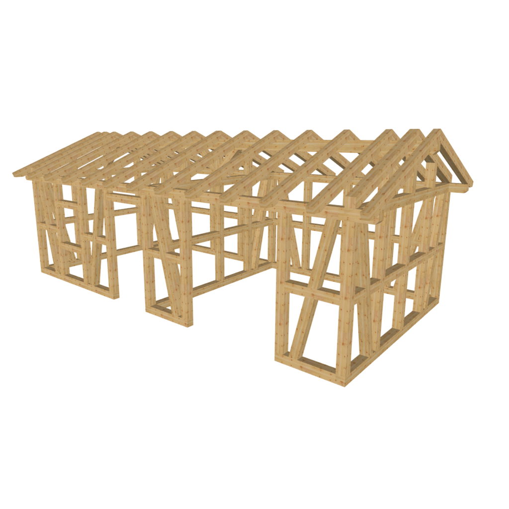 Bauplan Gartenhaus 21 3D-Ansicht schräg von vorn