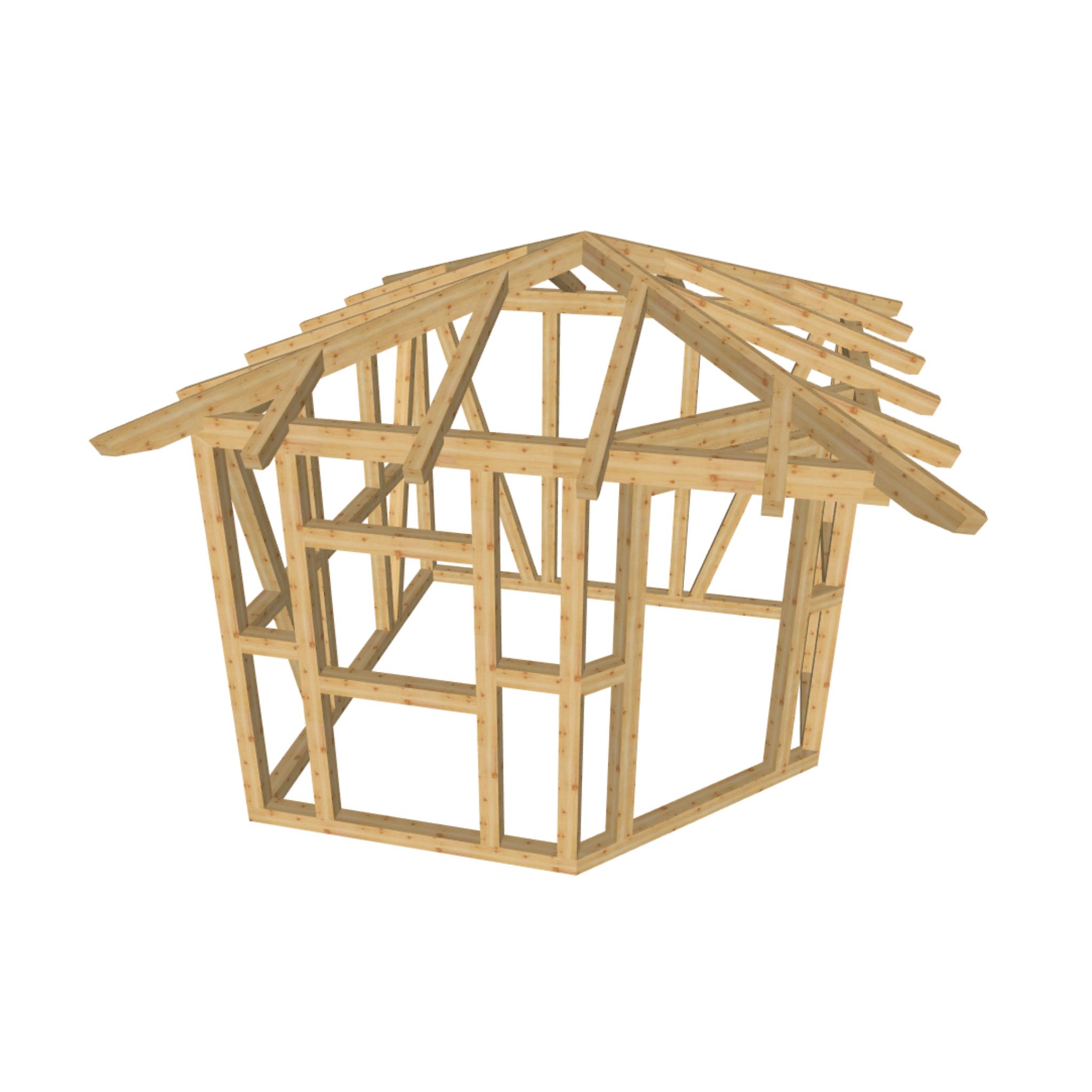 Bauplan Gartenhaus 22 3D-Ansicht schräg von vorn