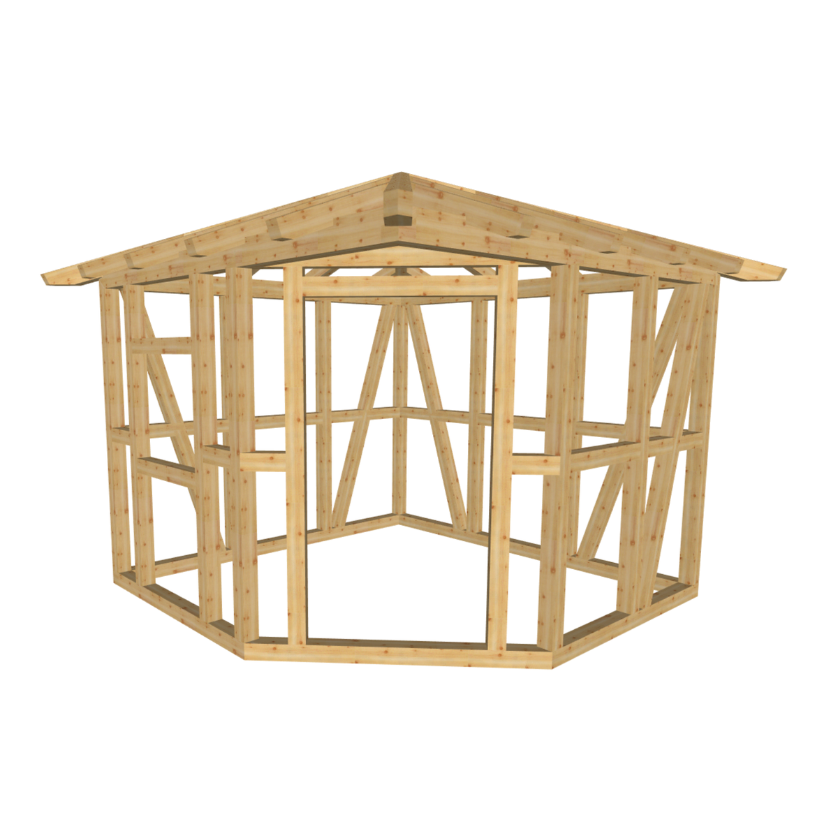 Bauplan Gartenhaus 22 3D-Frontansicht