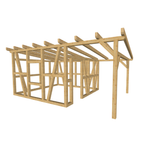 Bauplan Gartenhaus 23 3D-Ansicht schräg von vorn
