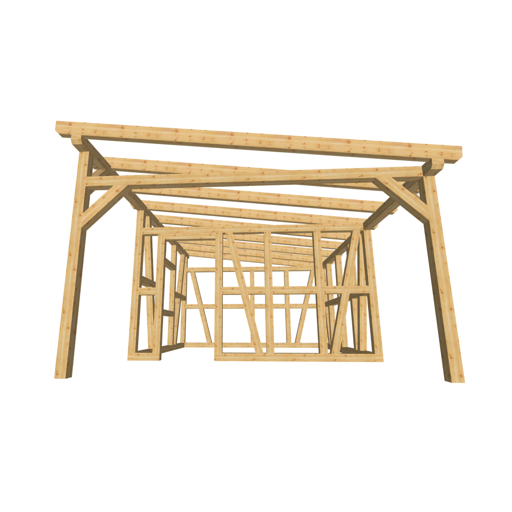 Bauplan Gartenhaus 23 3D-Frontansicht