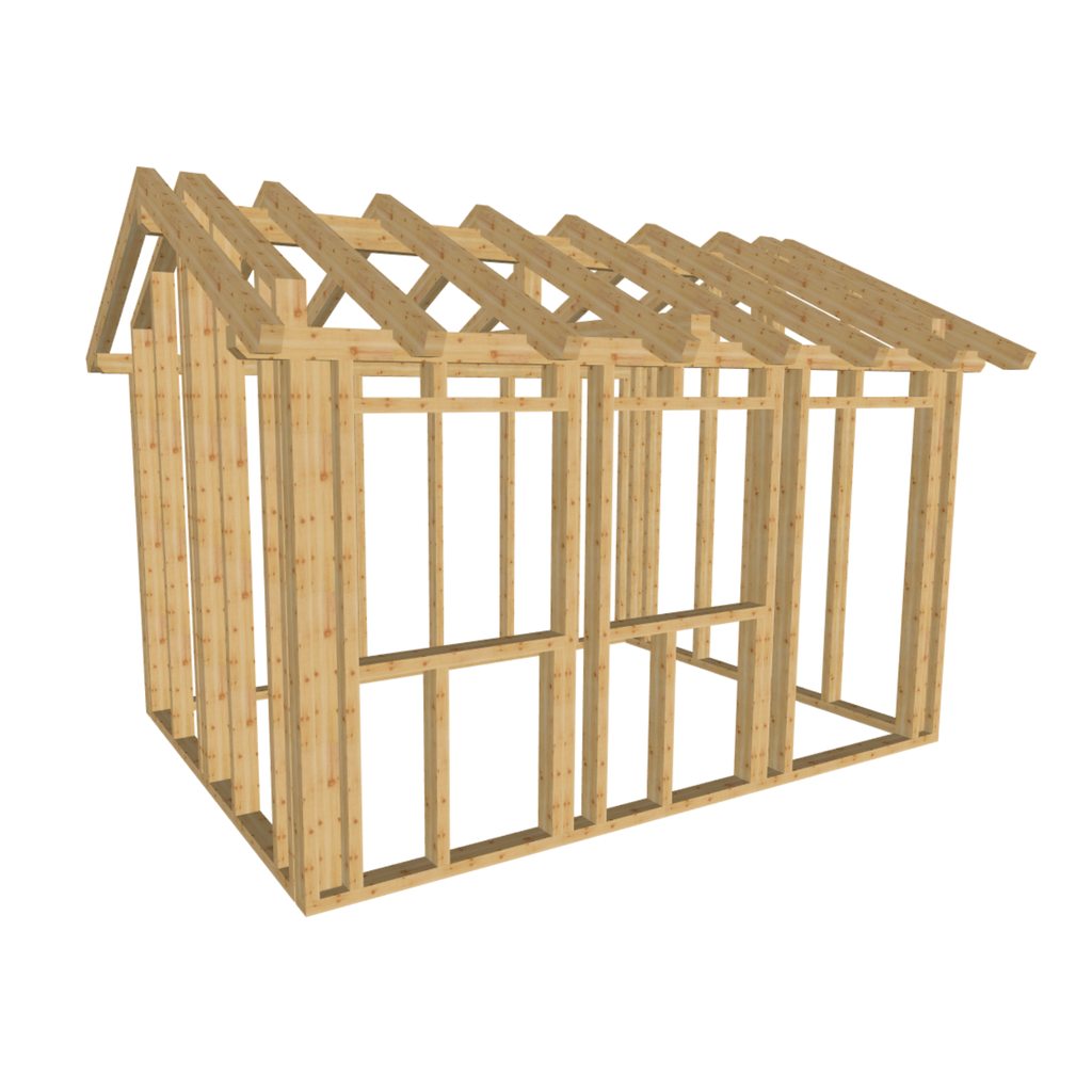 Bauplan Gartenhaus 24 3D-Ansicht schräg von vorn