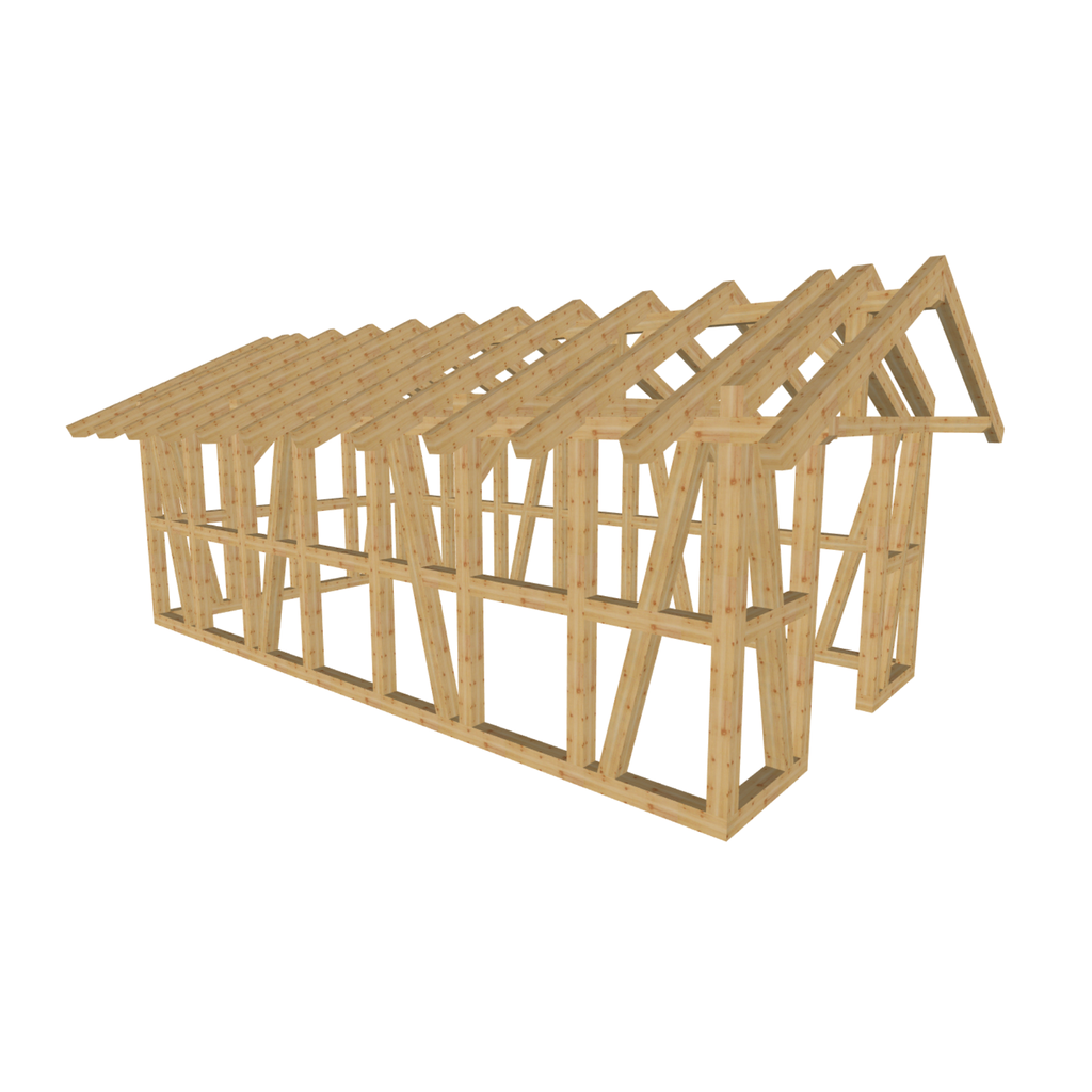 Bauplan Gartenhaus 25 3D-Ansicht schräg von vorn