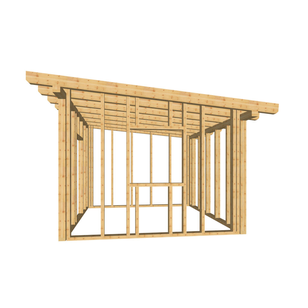 Bauplan Gartenhaus 26 3D-Frontansicht