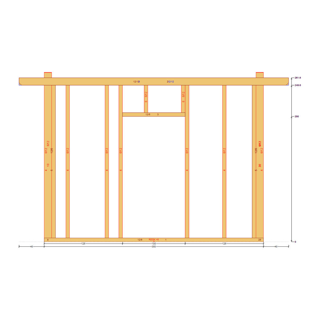 Bauplan Gartenhaus 26 Seitenansicht mit Bemaßung