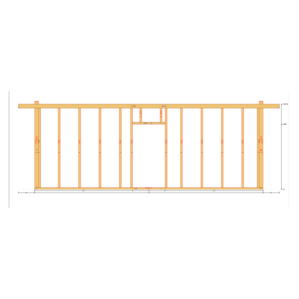 Bauplan Gartenhaus 27 Seitenansicht mit Bemaßung