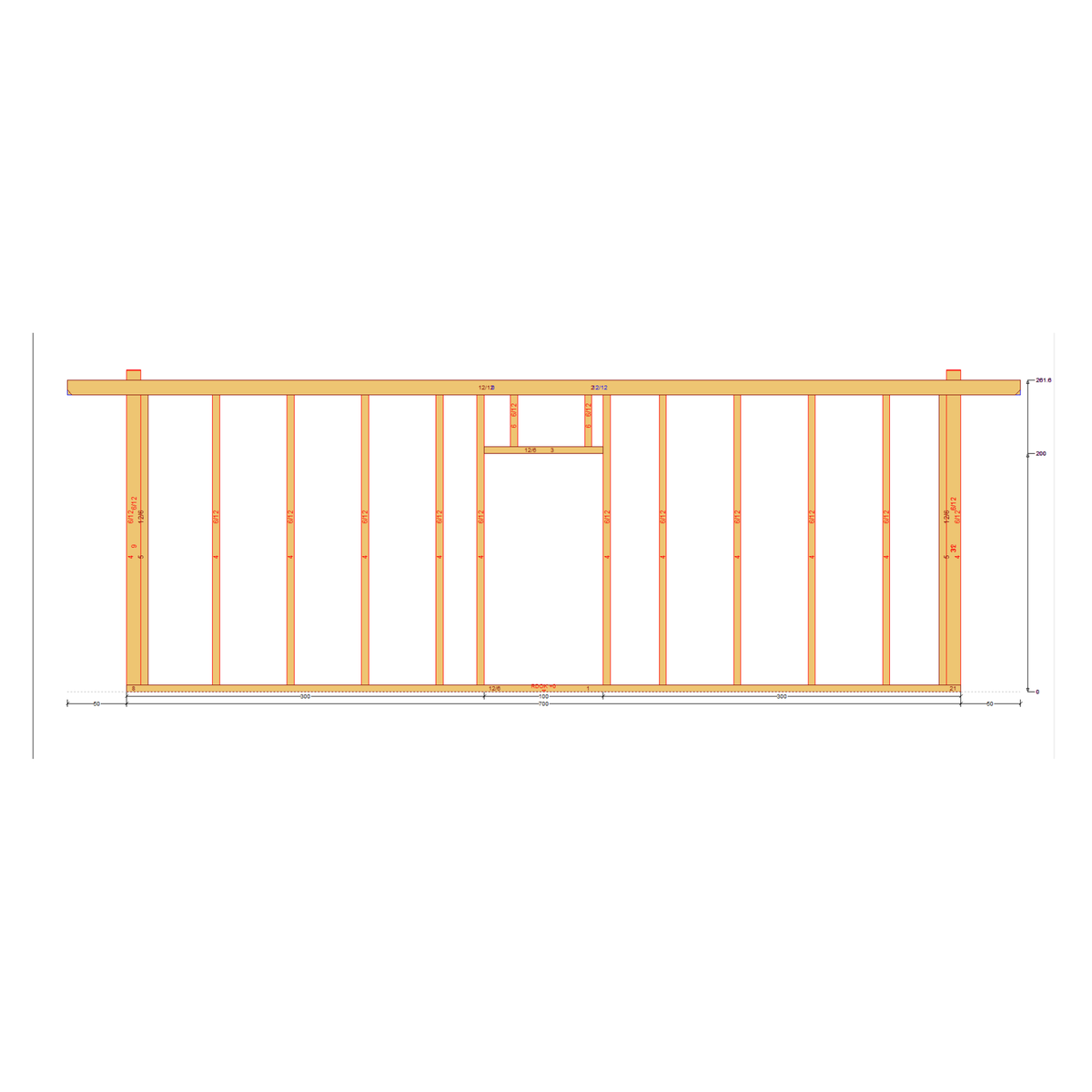 Bauplan Gartenhaus 27 Seitenansicht mit Bemaßung