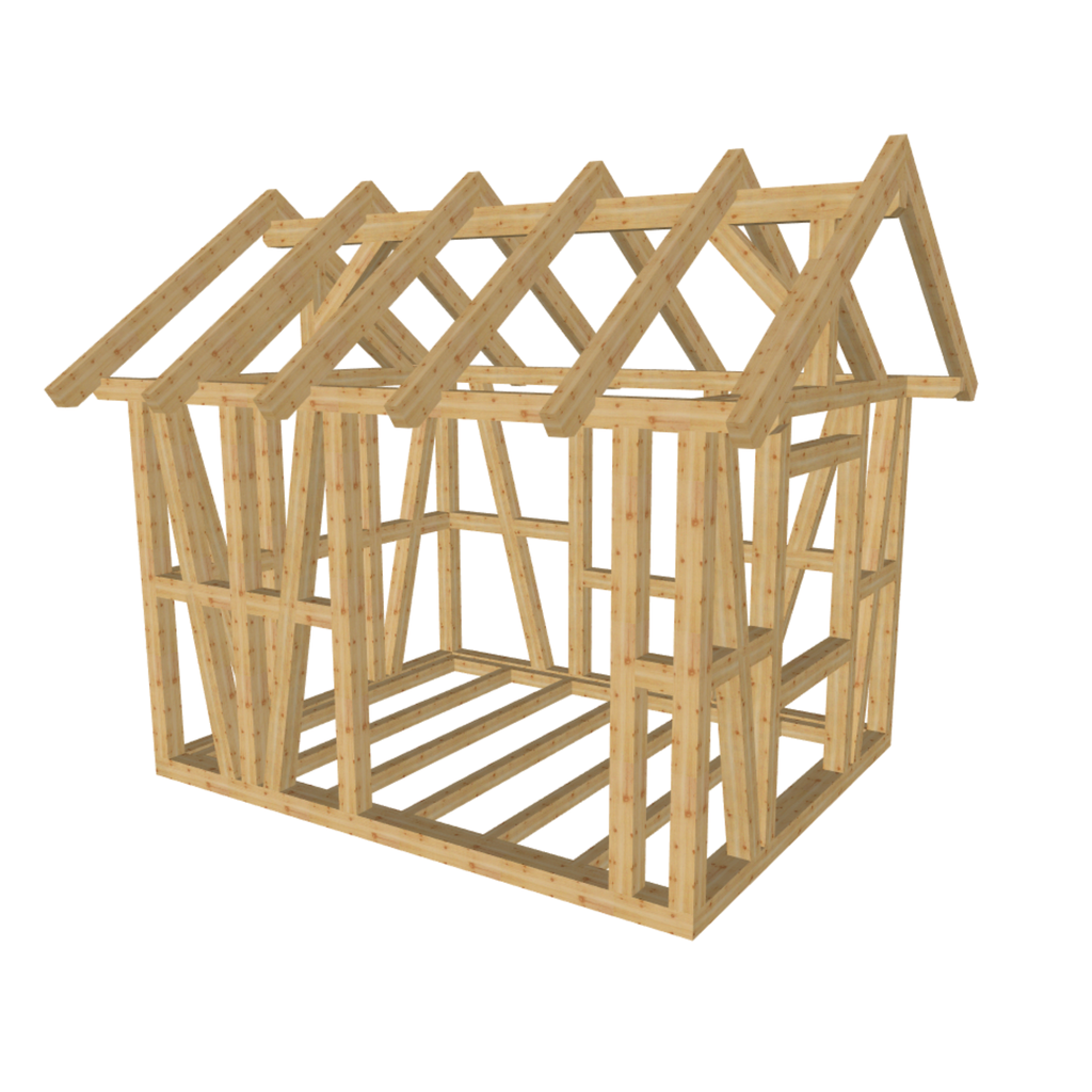Bauplan Gartenhaus 28 3D-Ansicht schräg von vorn
