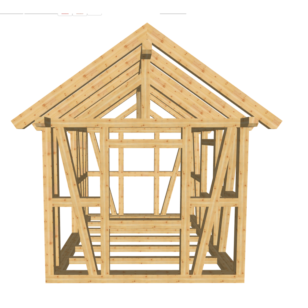 Bauplan Gartenhaus 28 3D-Frontansicht