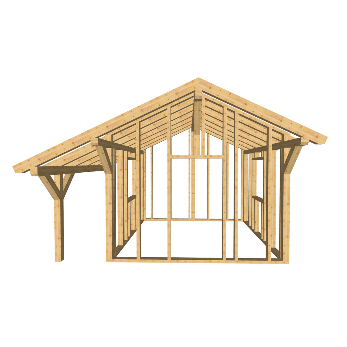 Bauplan Gartenhaus 2 3D-Frontansicht