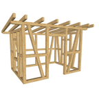 Bauplan Gartenhaus 3 3D-Ansicht schräg von vorn