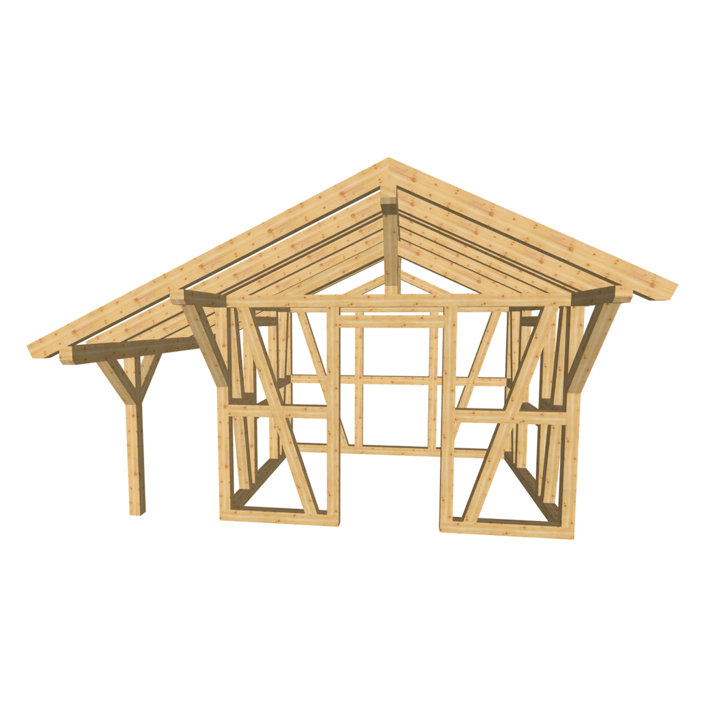 Bauplan Gartenhaus 30 3D-Frontansicht