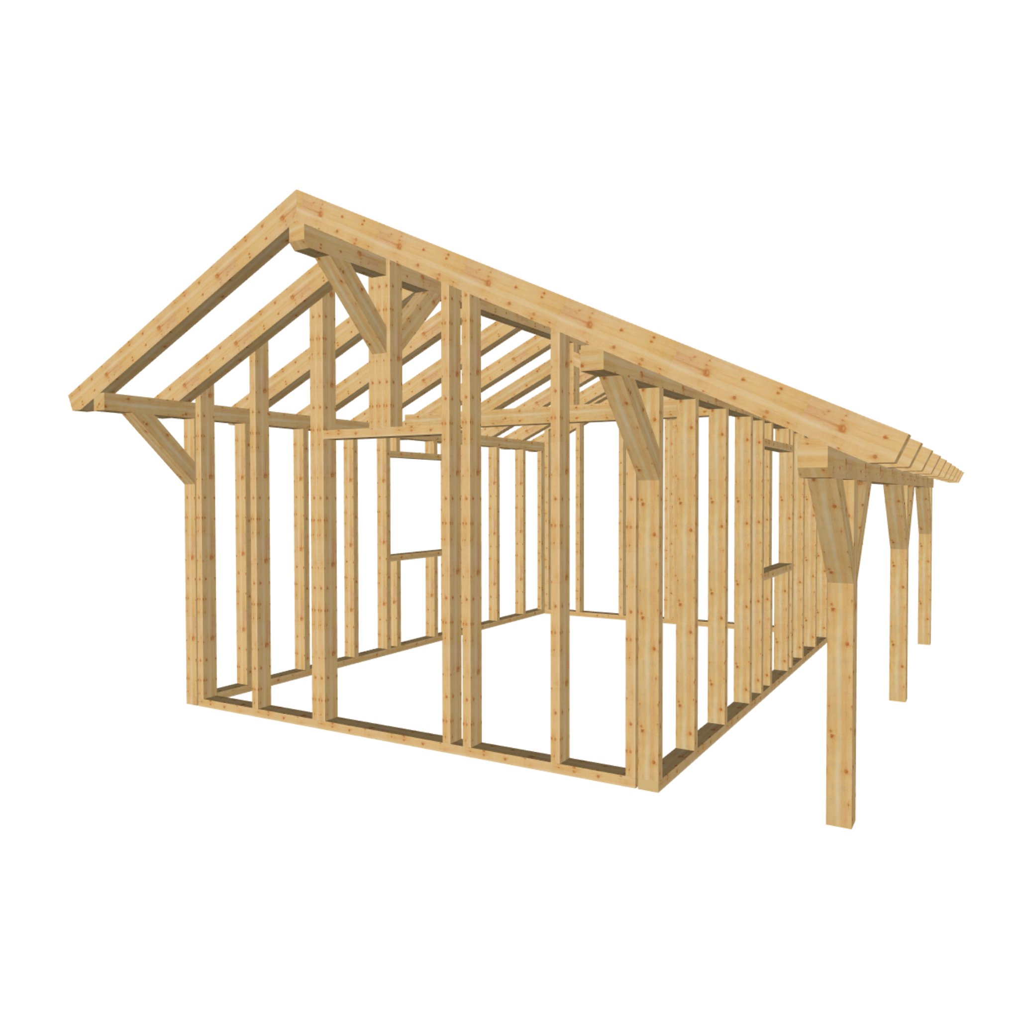 Bauplan Gartenhaus 31 3D-Ansicht schräg von vorn
