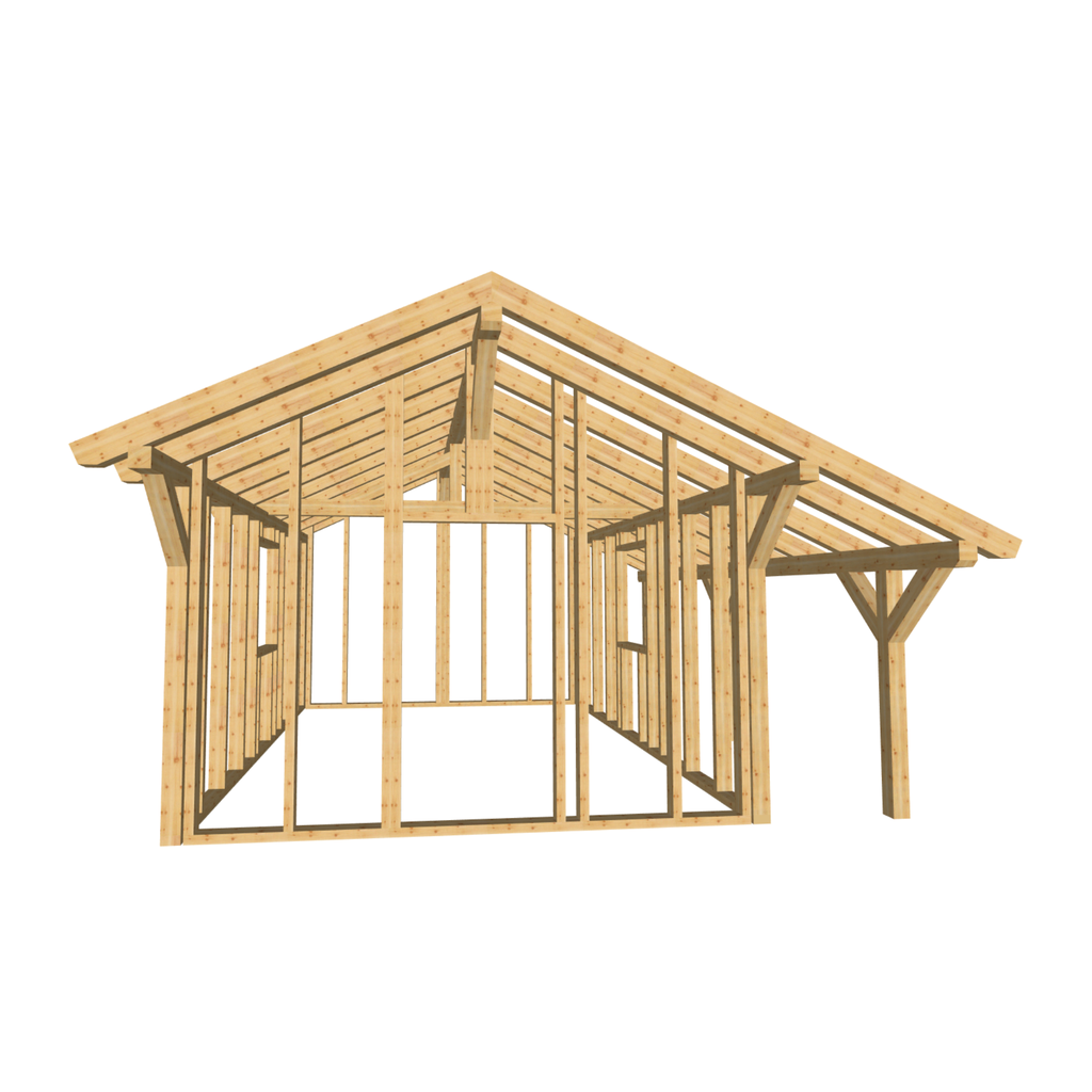 Bauplan Gartenhaus 31 3D-Frontansicht
