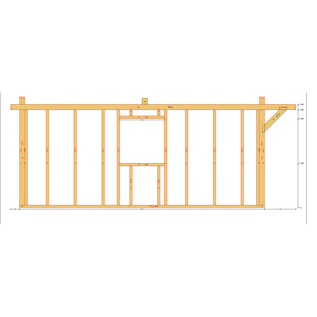 Bauplan Gartenhaus 31 Seitenansicht mit Bemaßung