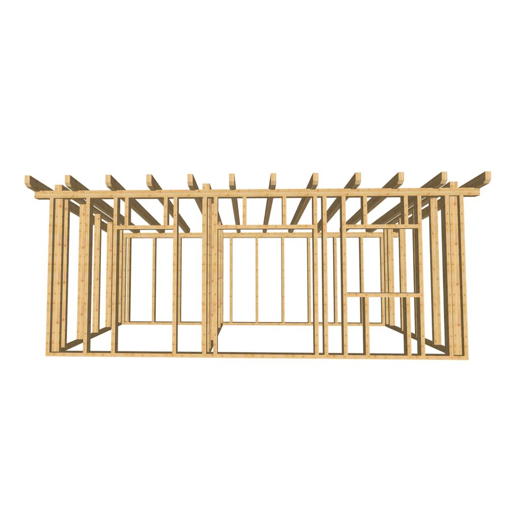 Bauplan Gartenhaus 32 3D-Frontansicht