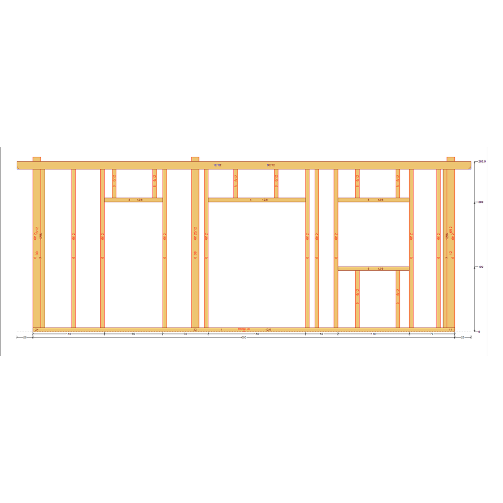 Bauplan Gartenhaus 32 Seitenansicht mit Bemaßung