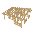 Bauplan Gartenhaus 34 3D-Ansicht schräg von vorn