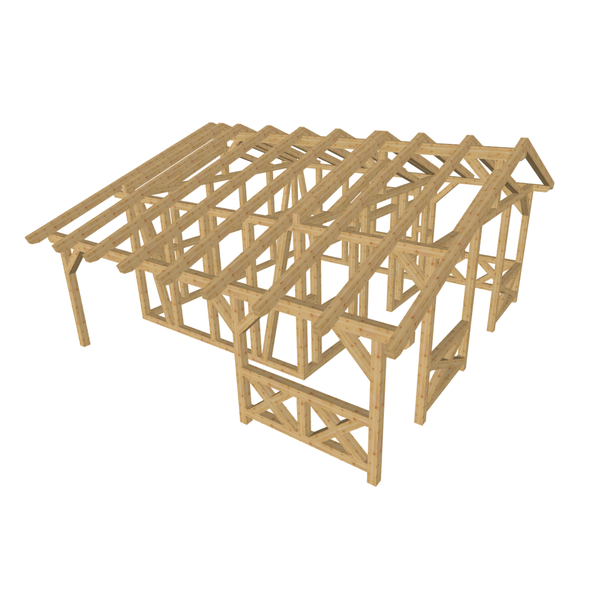 Bauplan Gartenhaus 34 3D-Ansicht schräg von vorn