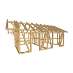 Bauplan Gartenhaus 35 3D-Ansicht schräg von vorn