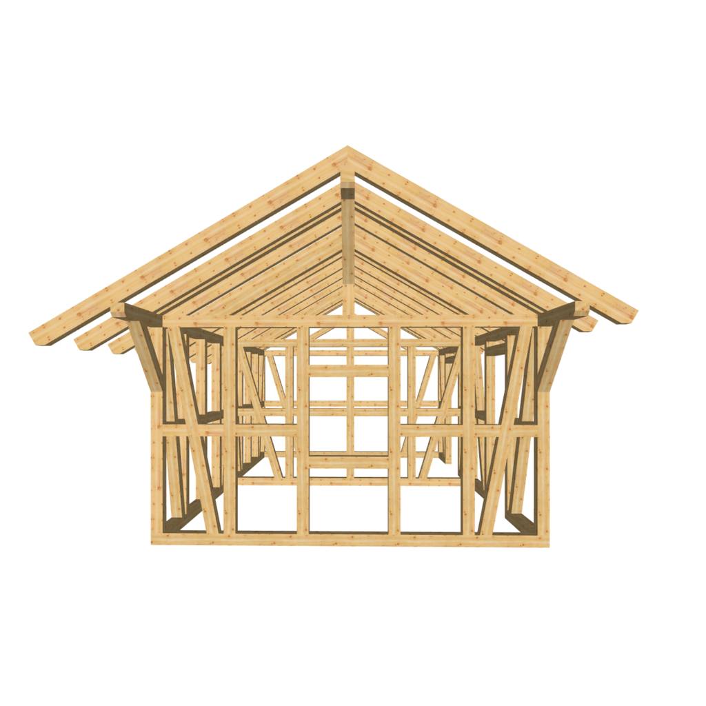 Bauplan Gartenhaus 35 3D-Frontansicht