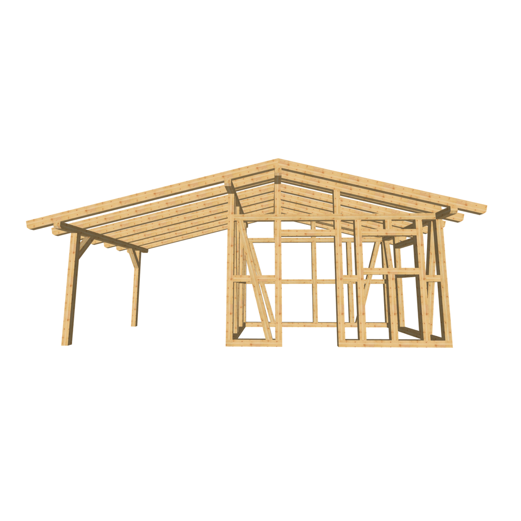 Bauplan Gartenhaus 36 3D-Frontansicht