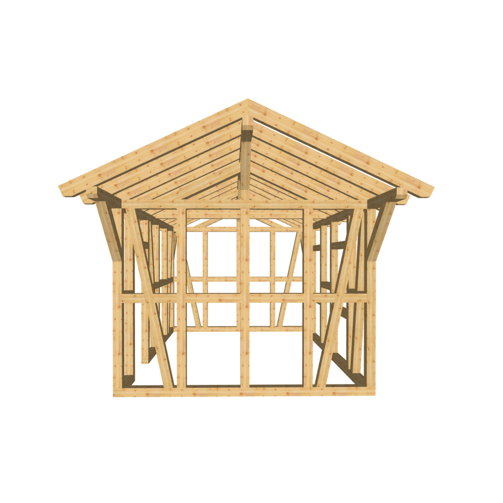 Bauplan Gartenhaus 37 3D-Frontansicht