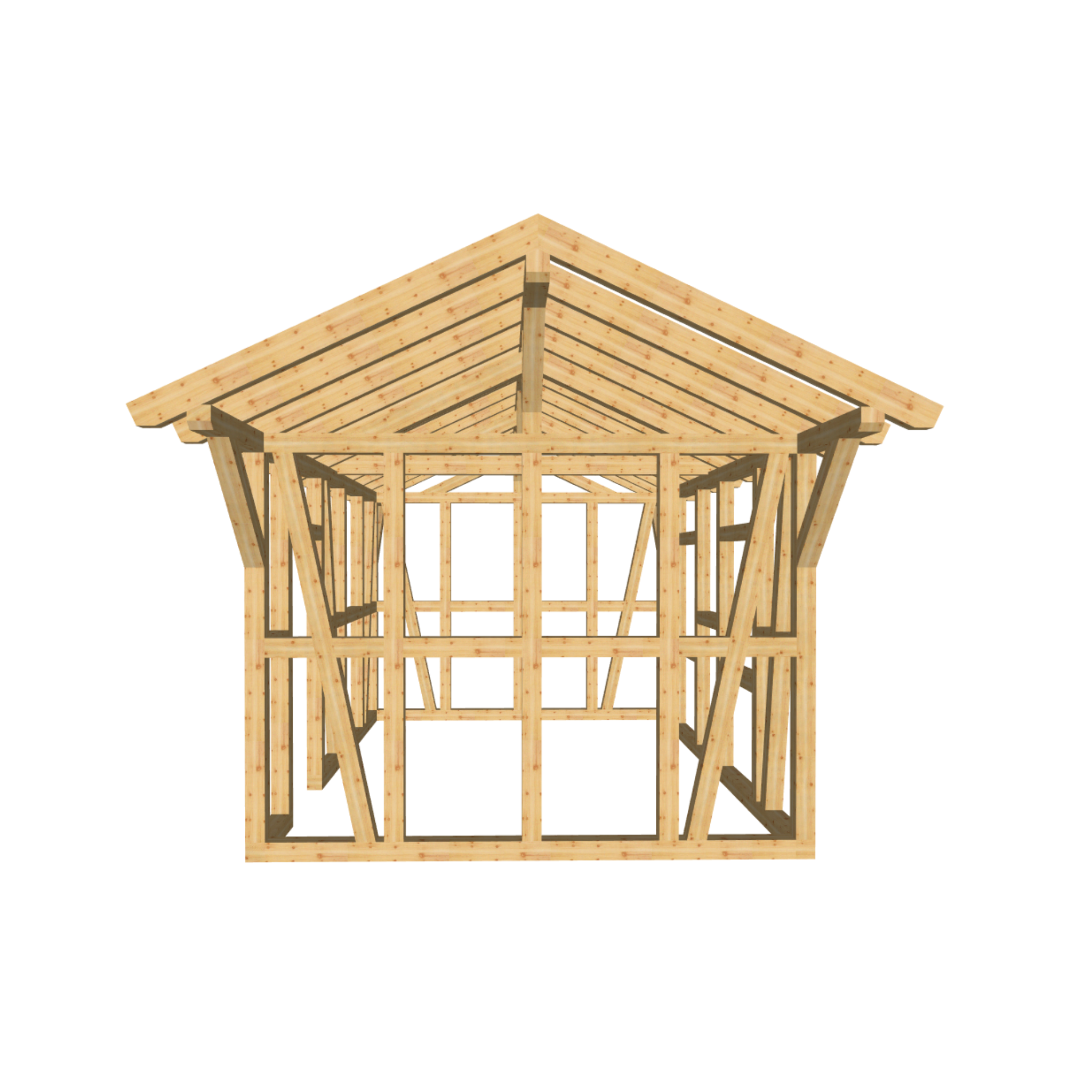 Bauplan Gartenhaus 37 3D-Frontansicht