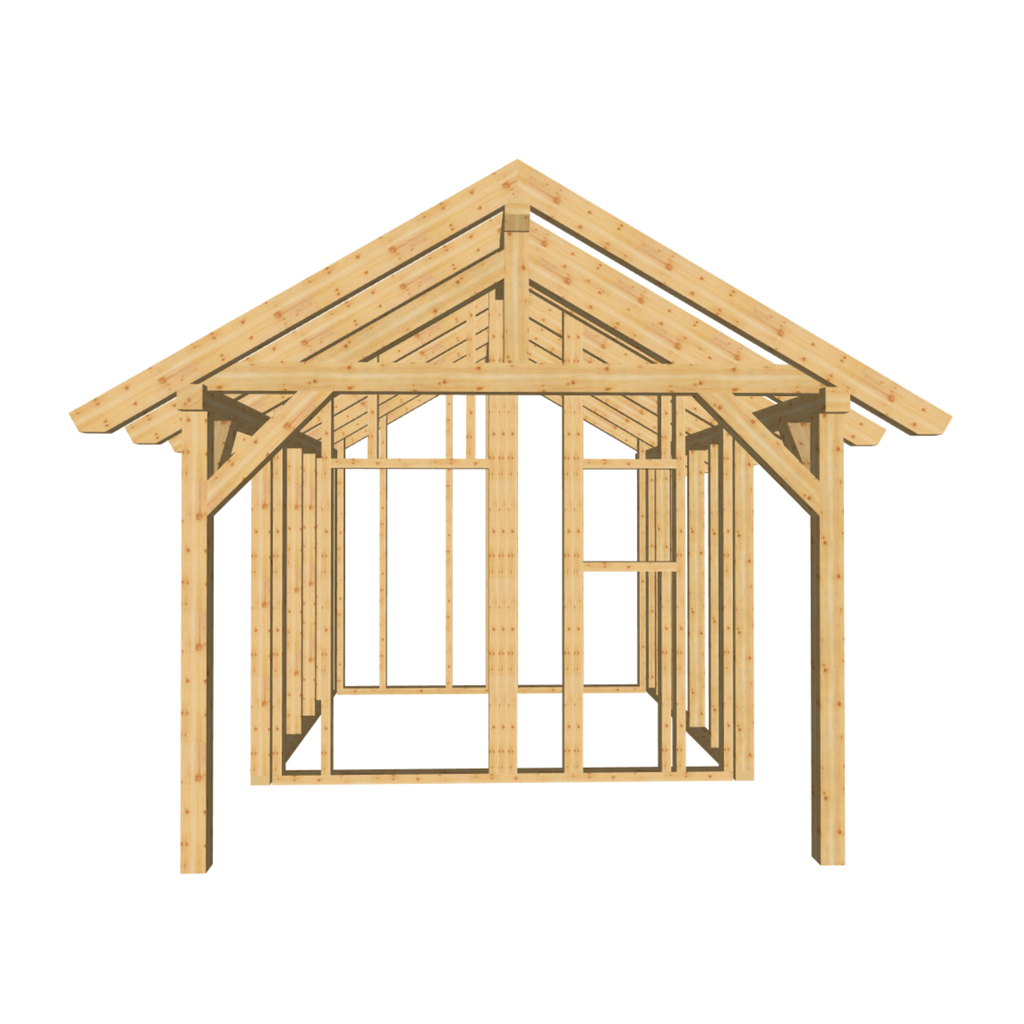 Bauplan Gartenhaus 38 3D-Frontansicht