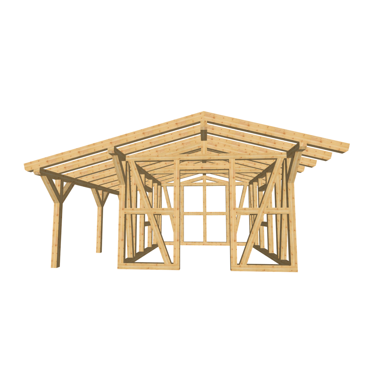 Bauplan Gartenhaus 40 3D-Frontansicht