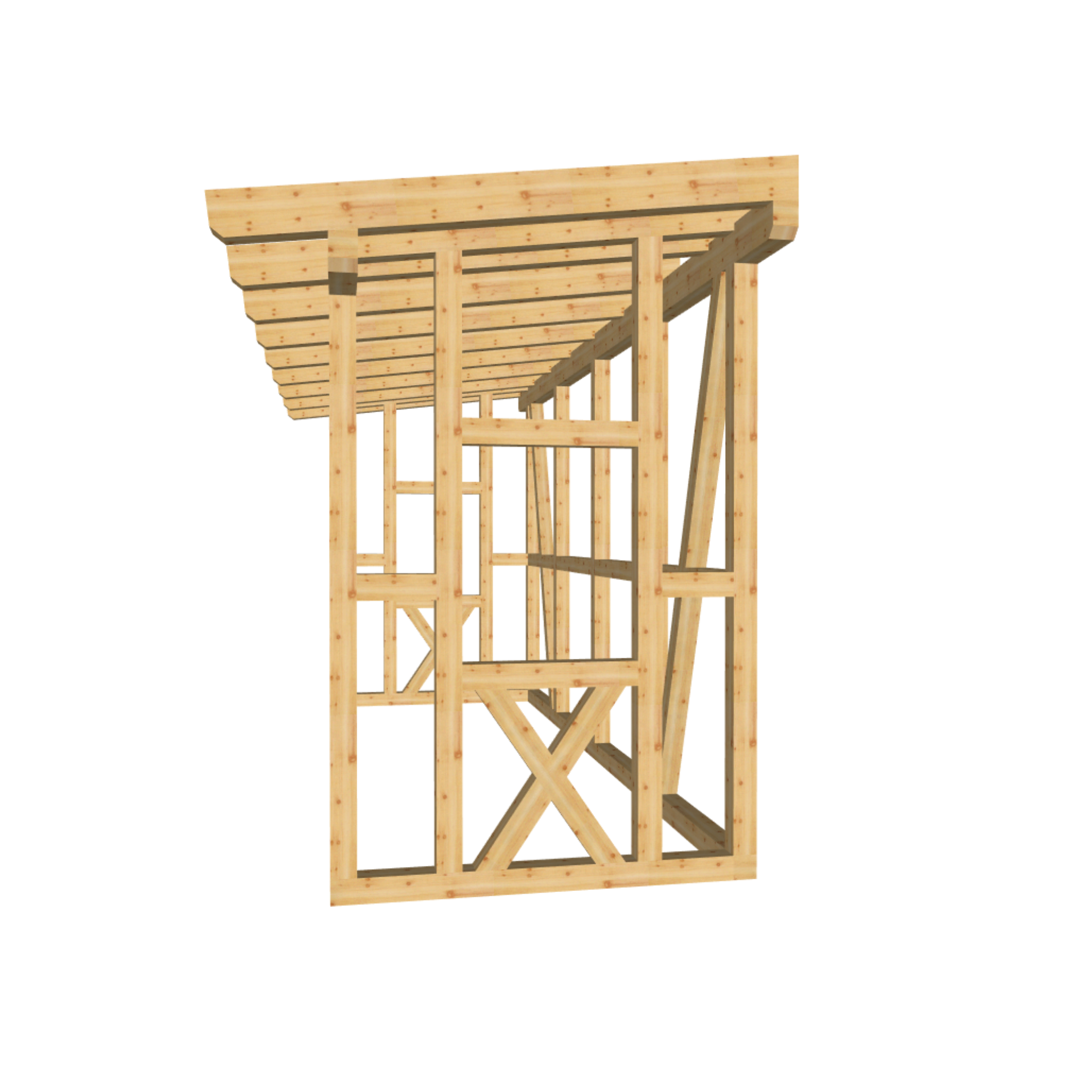 Bauplan Gartenhaus 43 3D-Frontansicht
