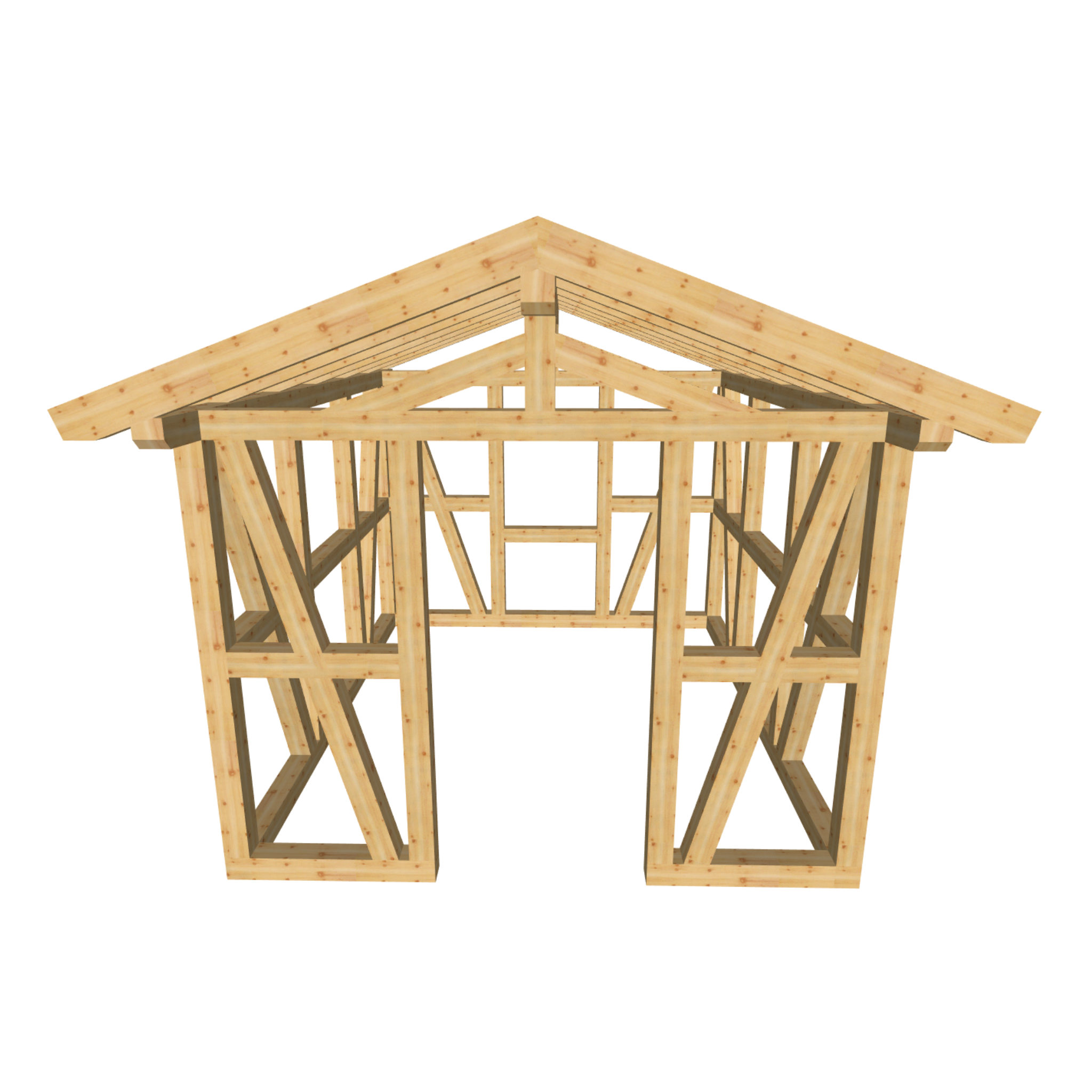 Bauplan Gartenhaus 44 3D-Frontansicht