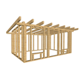 Bauplan Gartenhaus 45 3D-Ansicht schräg von vorn
