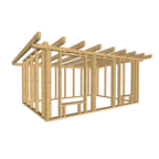 Bauplan Gartenhaus 45 3D-Ansicht schräg von vorn