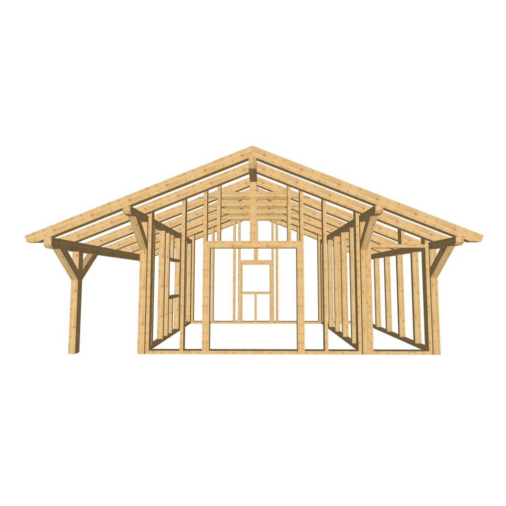 Bauplan Gartenhaus 46 3D-Frontansicht