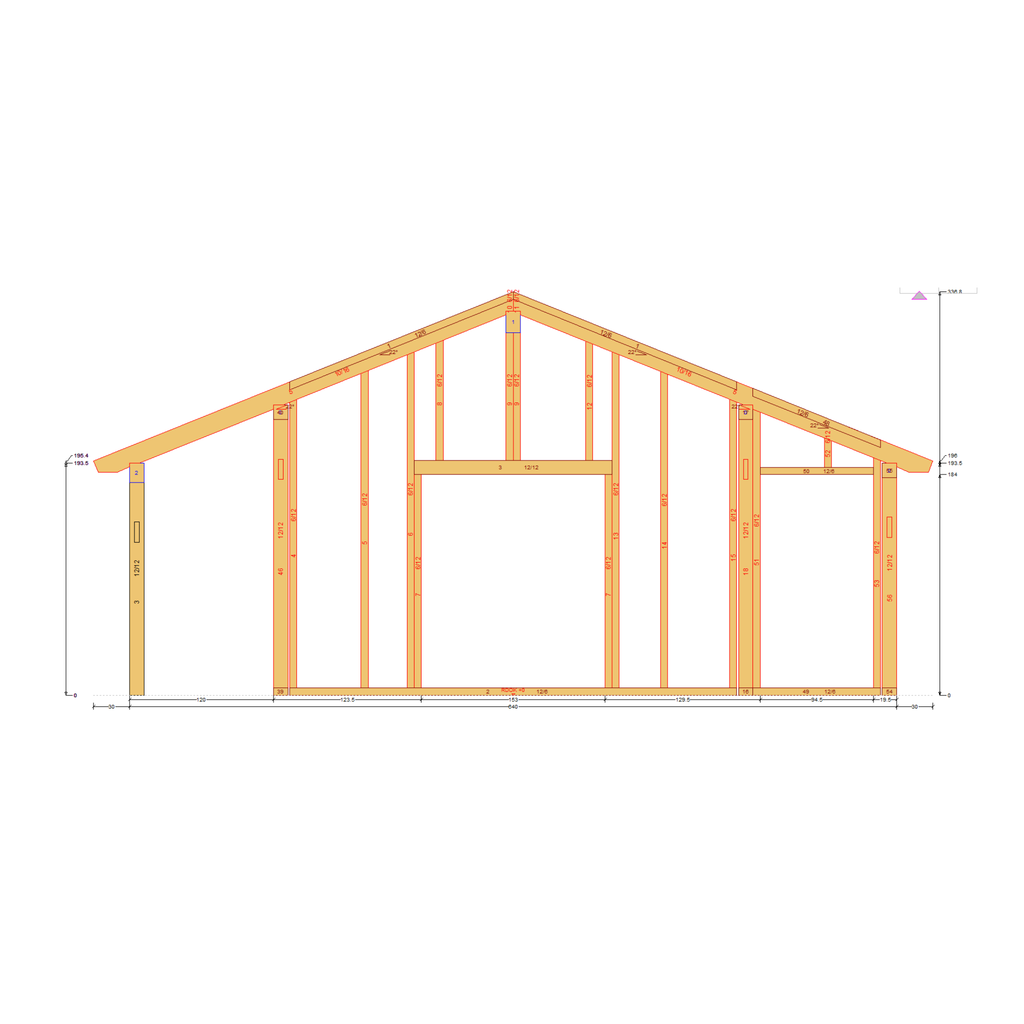 Bauplan Gartenhaus 46 Querschnitt mit Bemaßung