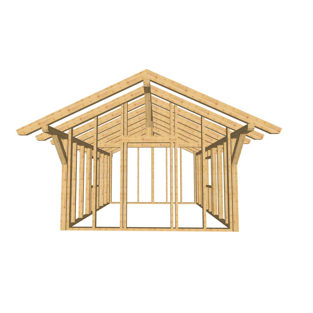Bauplan Gartenhaus 48 3D-Frontansicht