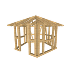 Bauplan Gartenhaus 49 3D-Ansicht schräg von vorn