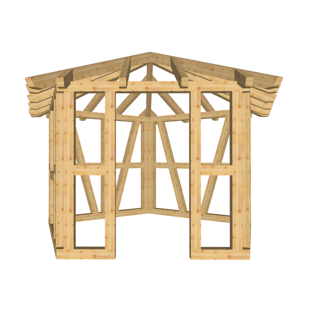 Bauplan Gartenhaus 49 3D-Frontansicht