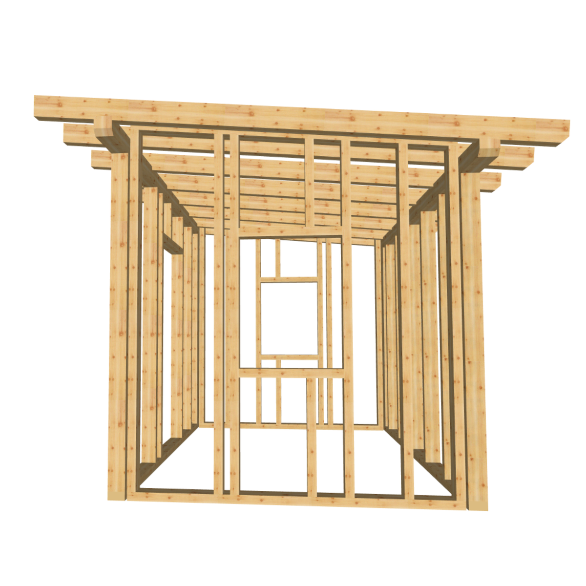 Bauplan Gartenhaus 4 3D-Frontansicht