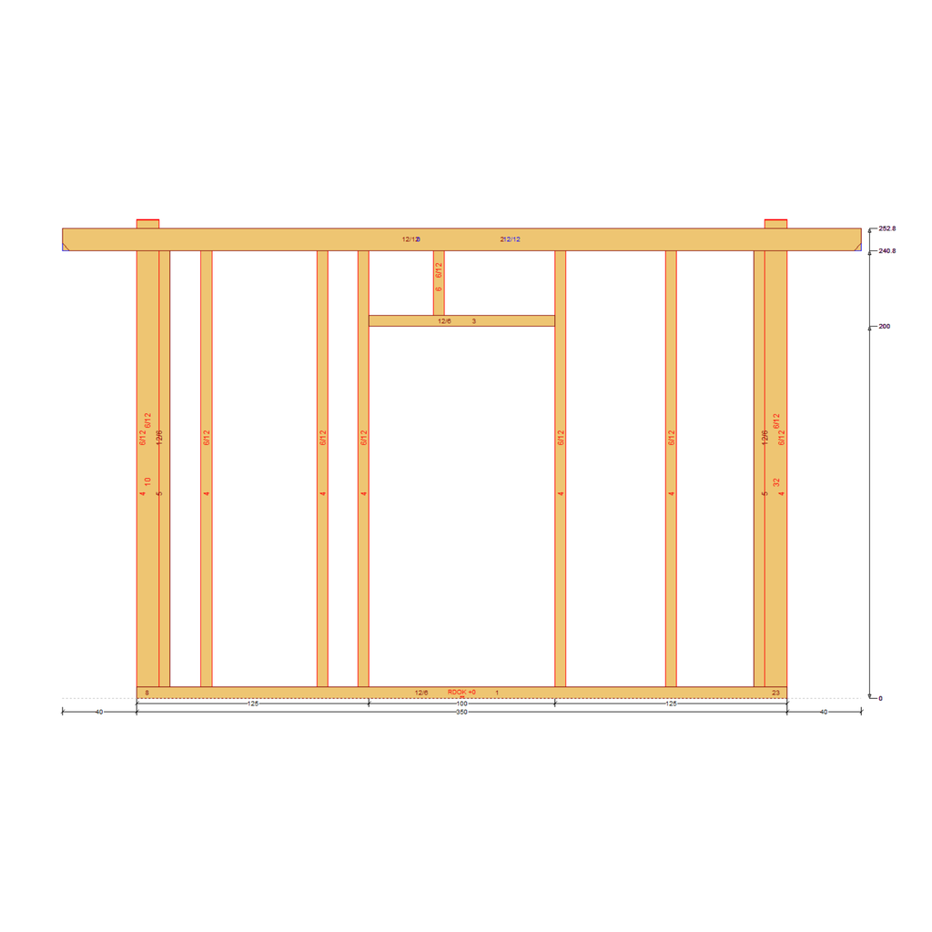 Bauplan Gartenhaus 4 Seitenansicht mit Bemaßung