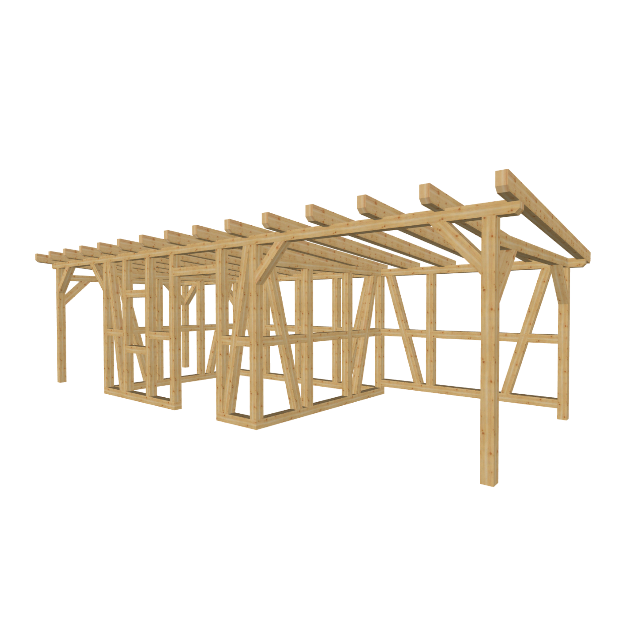 Bauplan Gartenhaus 50 3D-Ansicht schräg von vorn