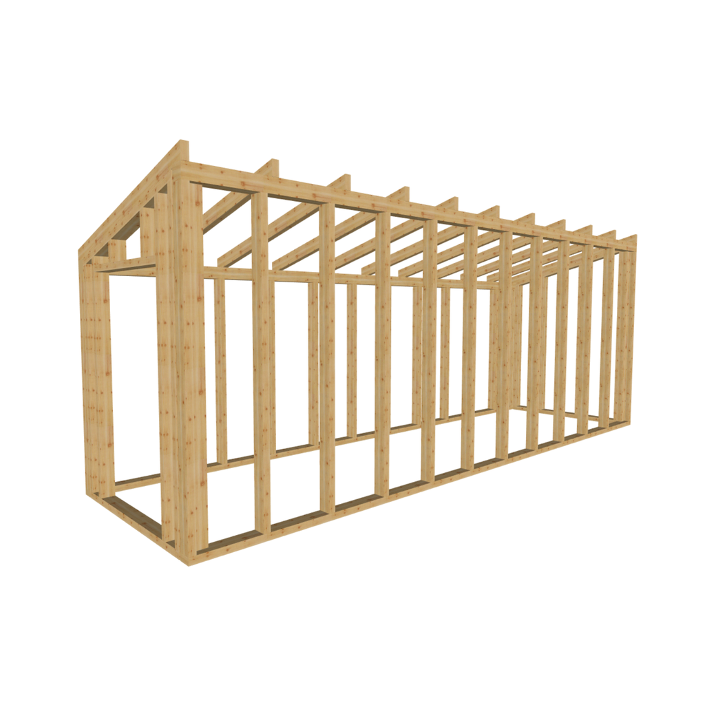 Bauplan Gartenhaus 51 3D-Ansicht schräg von vorn