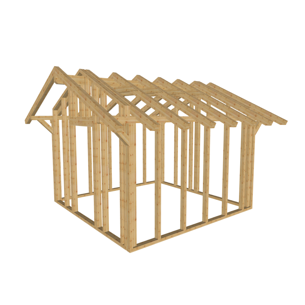 Bauplan Gartenhaus 52 3D-Ansicht schräg von vorn