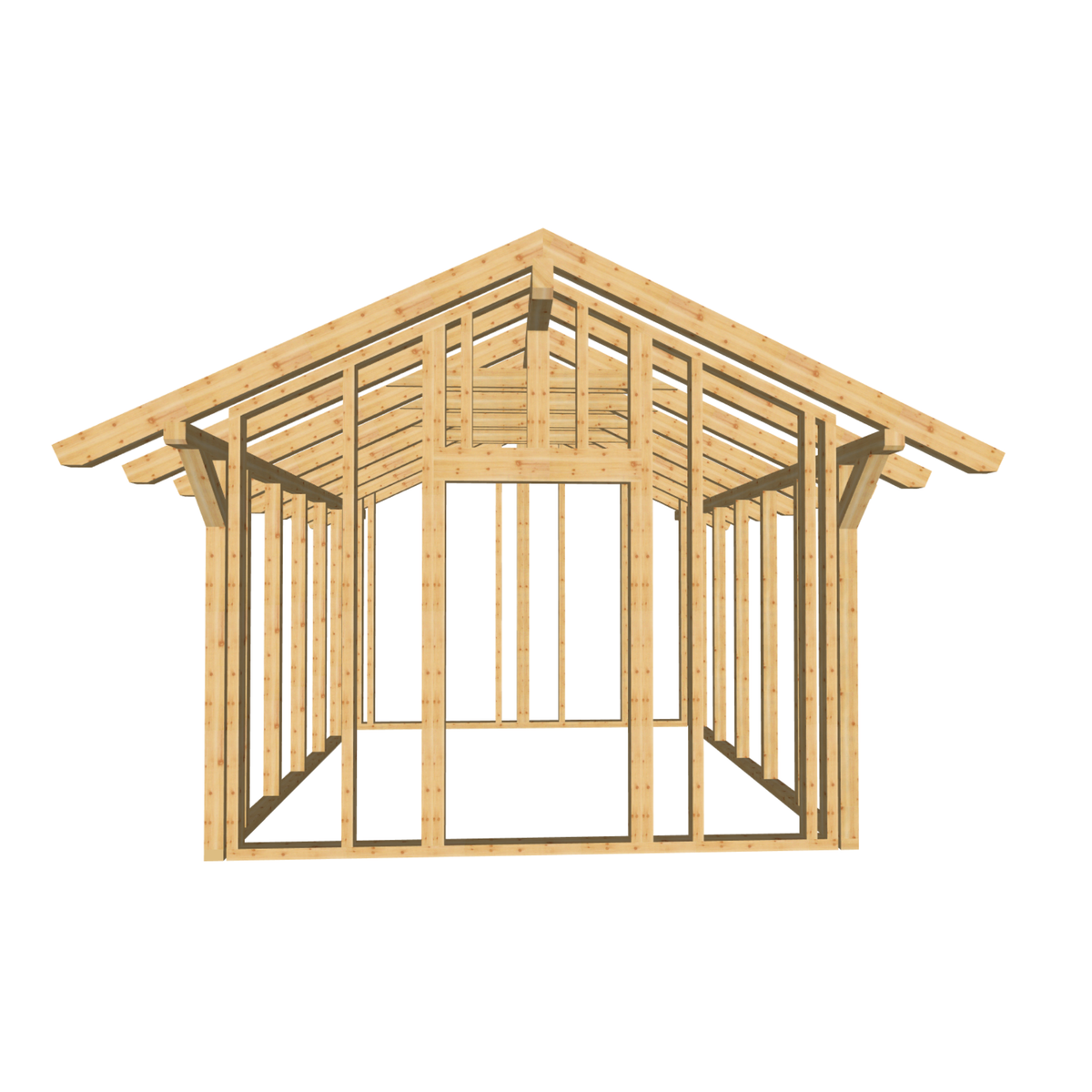Bauplan Gartenhaus 52 3D-Frontansicht