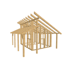 Bauplan Gartenhaus 53 3D-Ansicht schräg von vorn