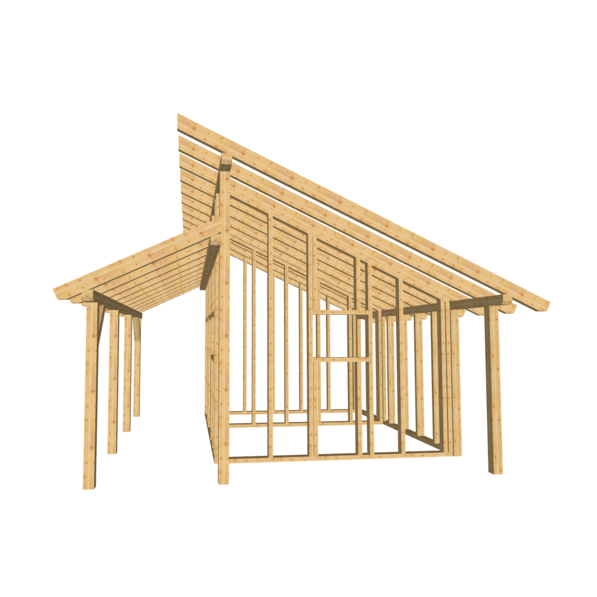 Bauplan Gartenhaus 53 3D-Frontansicht