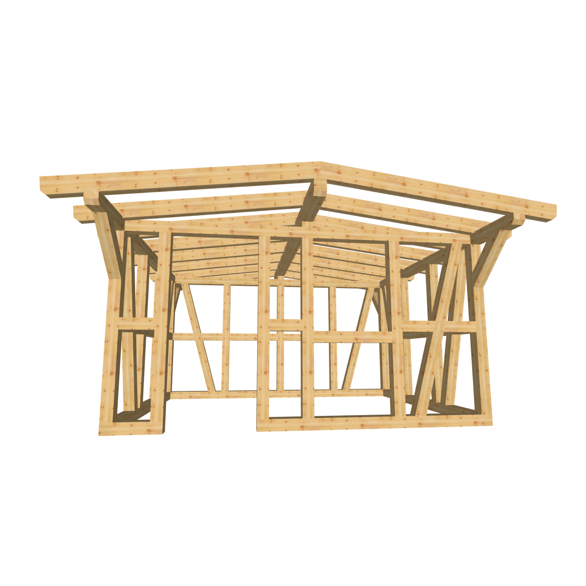 Bauplan Gartenhaus 54 3D-Frontansicht